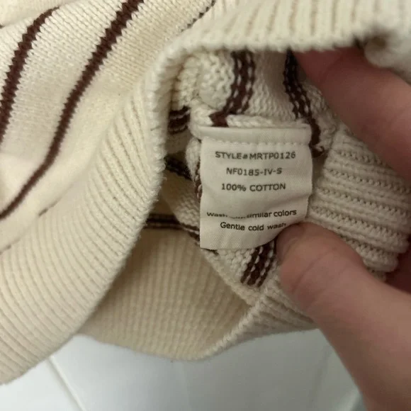 Olympia Sweater - Striped Cream and Brown Women's Sweater - Picture 9 of 10